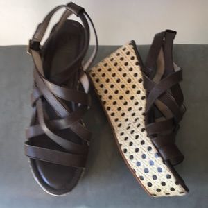 Strappy caned  wedge sandals